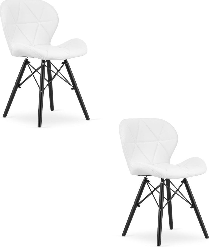 Leobert Krzesło LAGO ekoskóra - białe / nogi czarne x 2