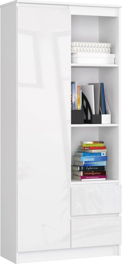 Elior Biały regał do biura z drzwiczkami w połysku - Benedik 4X