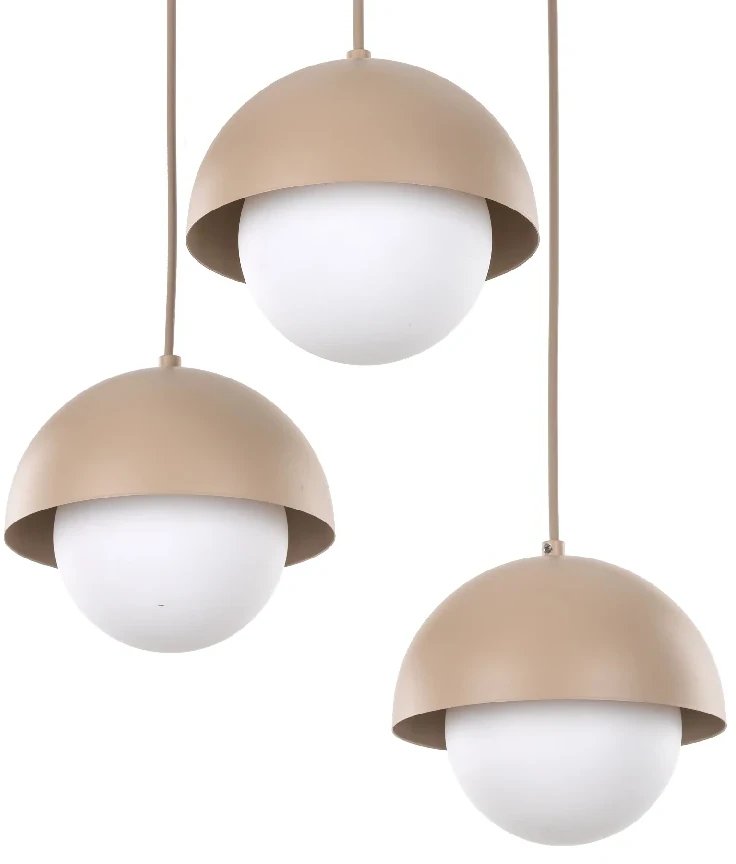 Minimalistyczna zwisająca lampa Bono Sabia 10720 mleczne kule beżowy