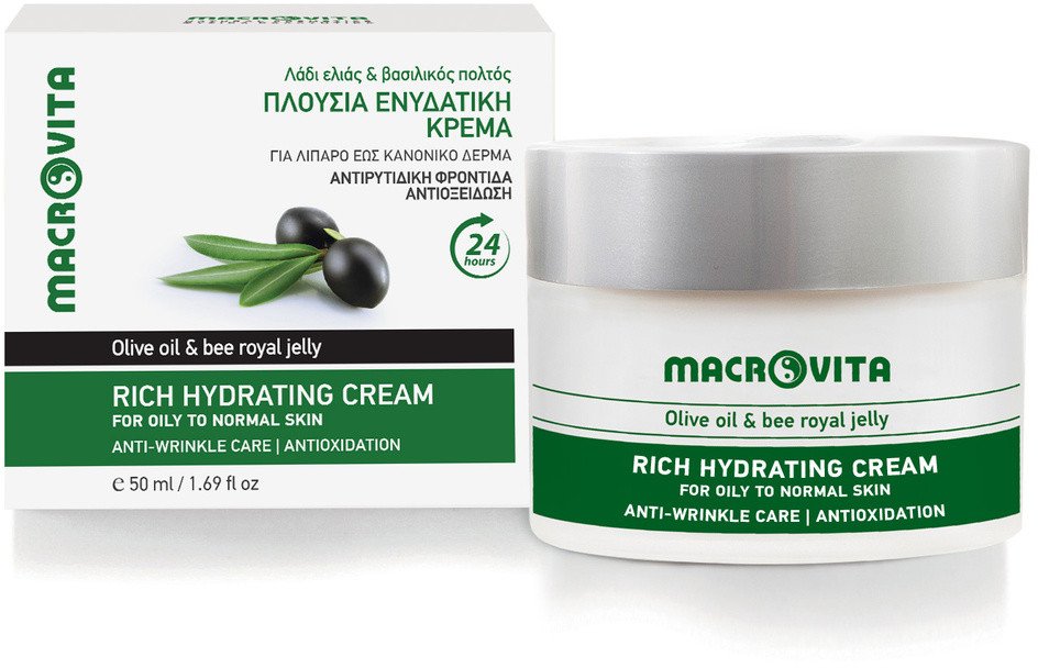 MACROVITA naturalny krem przeciwzmarszczkowy intensywnie nawilżający do cery normalnej i tłustej 50ml