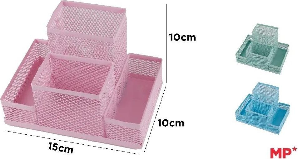 Organizer na biurko siatkowy metal 15x10cm MIX