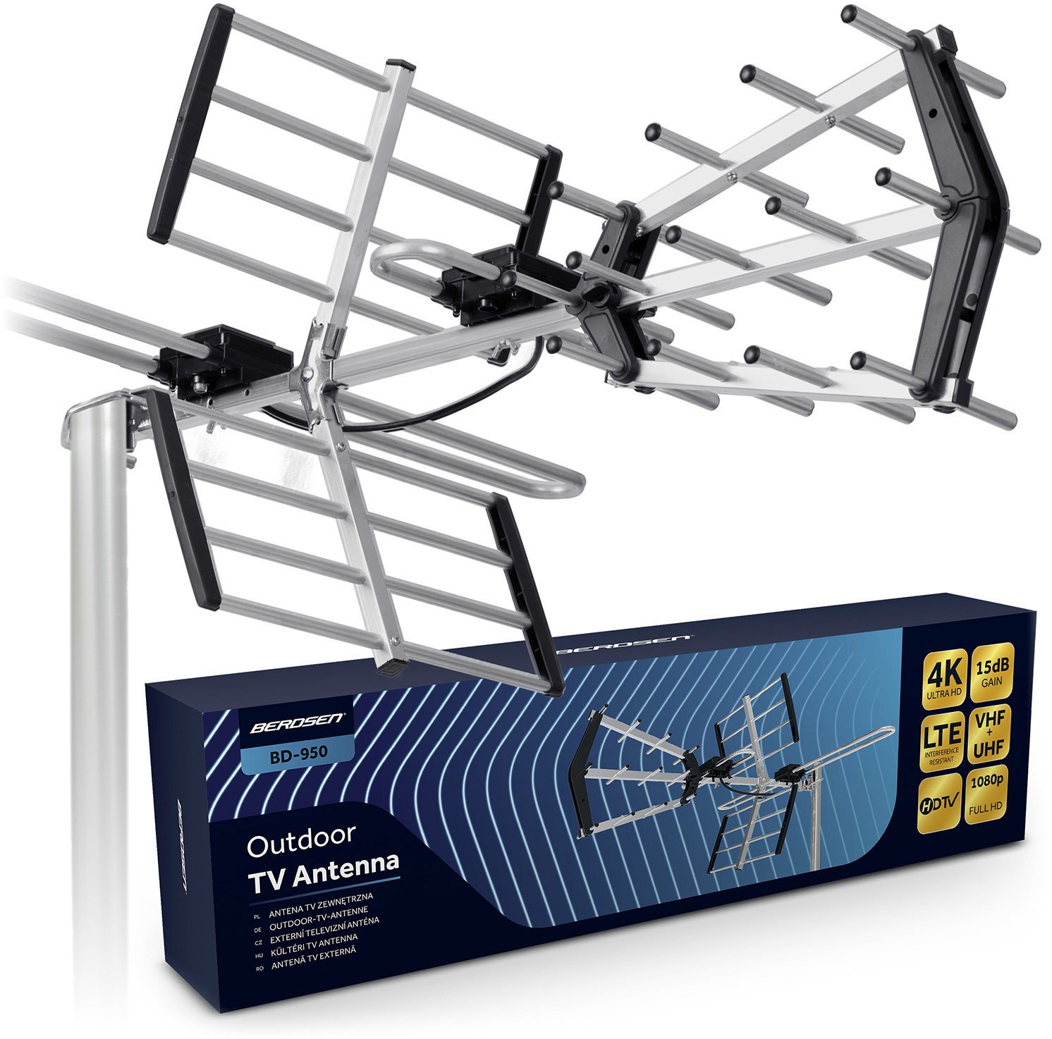 Antena RTV Berdsen Antena zewnętrzna kierunkowa TV ultra HD 4K BD-950