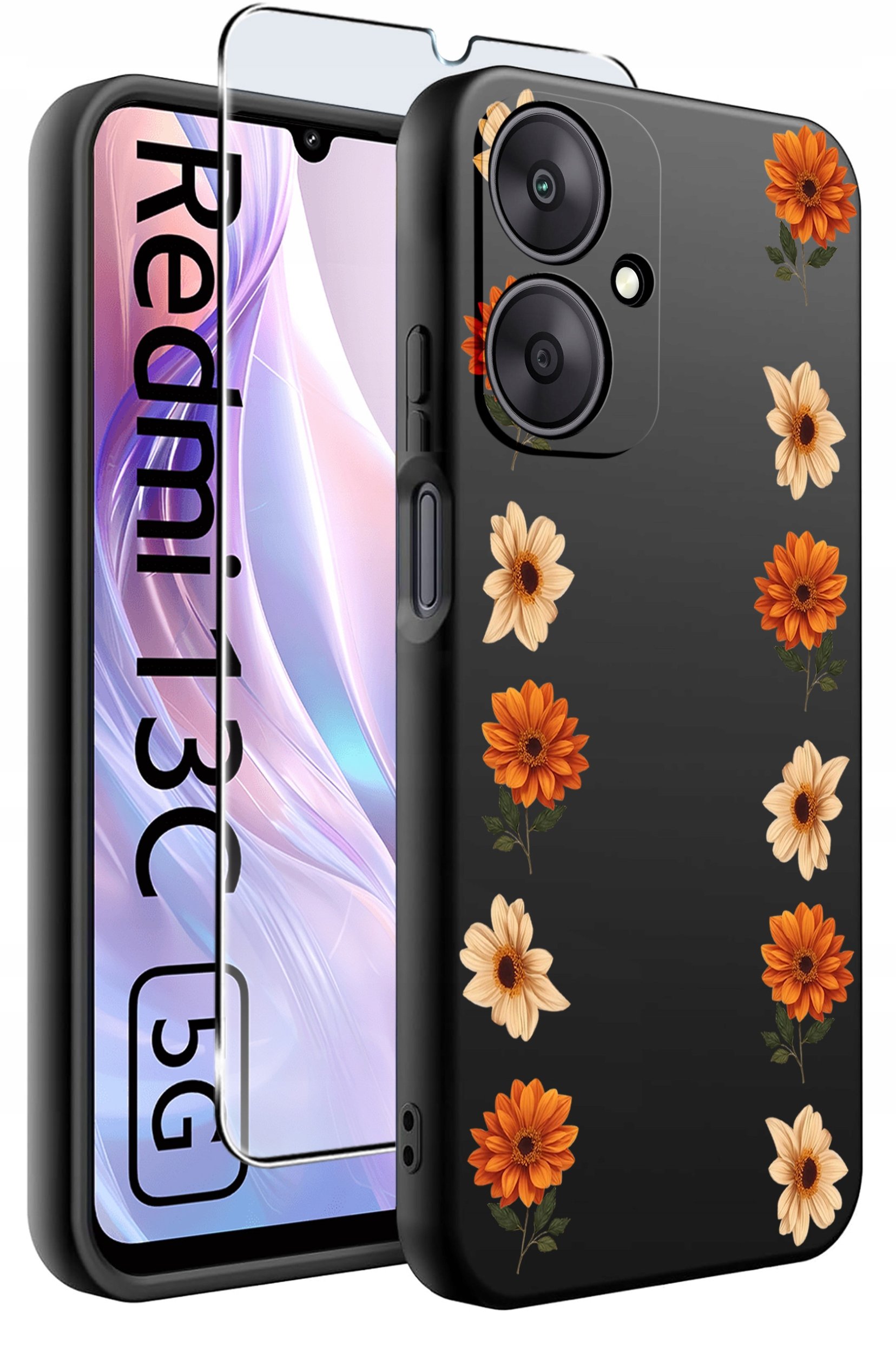 ETUI do Xiaomi Redmi 13C 5G WZORY |SILIKONOWE MATT CASE +SZKŁO HARTOWANE 9H