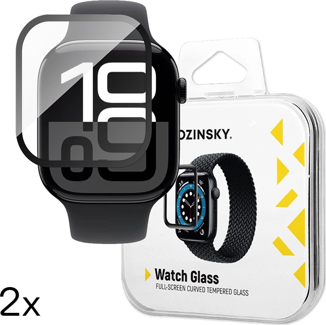 Wozinsky Szkło hartowane Wozinsky Full Glue z czarną ramką do Apple Watch Series 10 46mm (2 szt.)