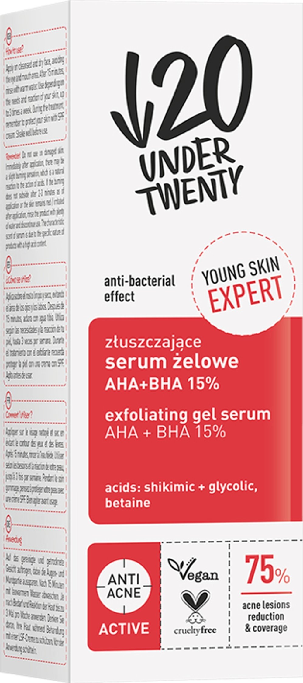 Under Twenty Złuszczające serum żelowe AHA+BHA 15% 30ml
