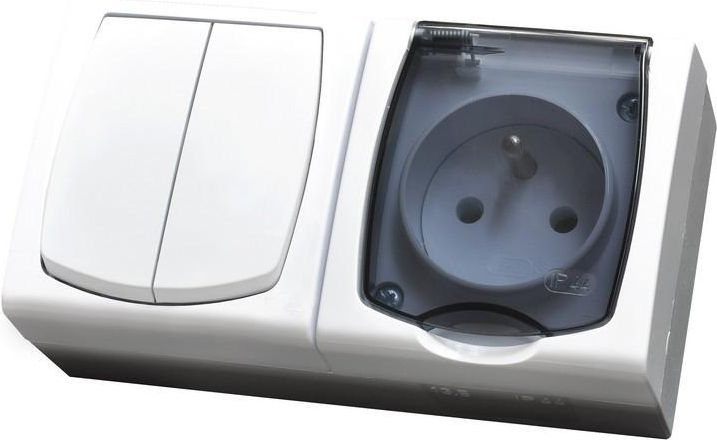 Ospel Łącznik świecznikowy podwójny + gniazdo Madera hermetyczne biały (ZH-NŁ2G/00/d)