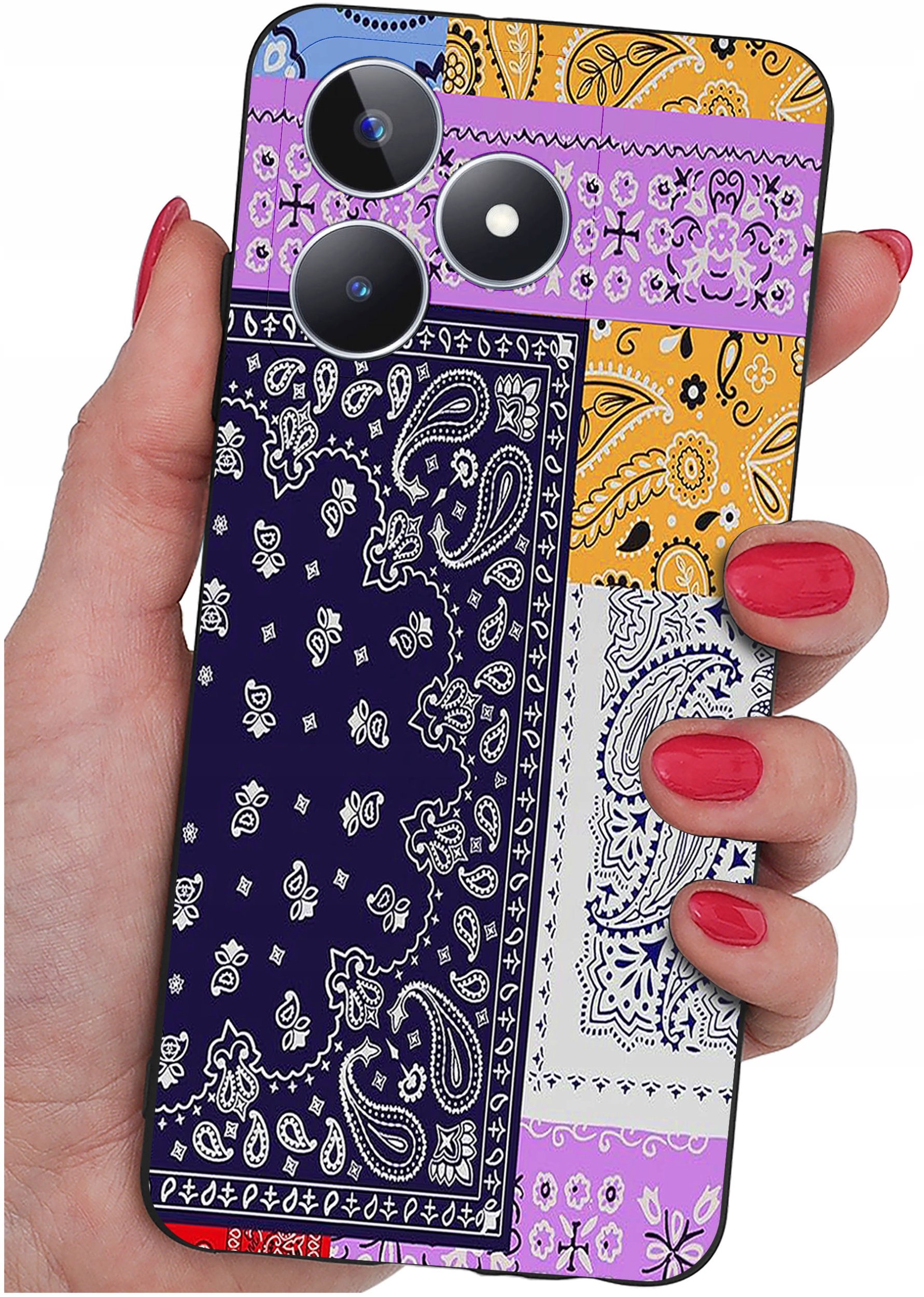 krainaGSM ETUI do Realme C51| C53 WZORY SILIKONOWE MATT CASE + SZKŁO 9H