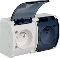 Elektro-Plast Gniazdo podwójne 2 x 2P+Z IP44 białe z klapką dymną (61.385)