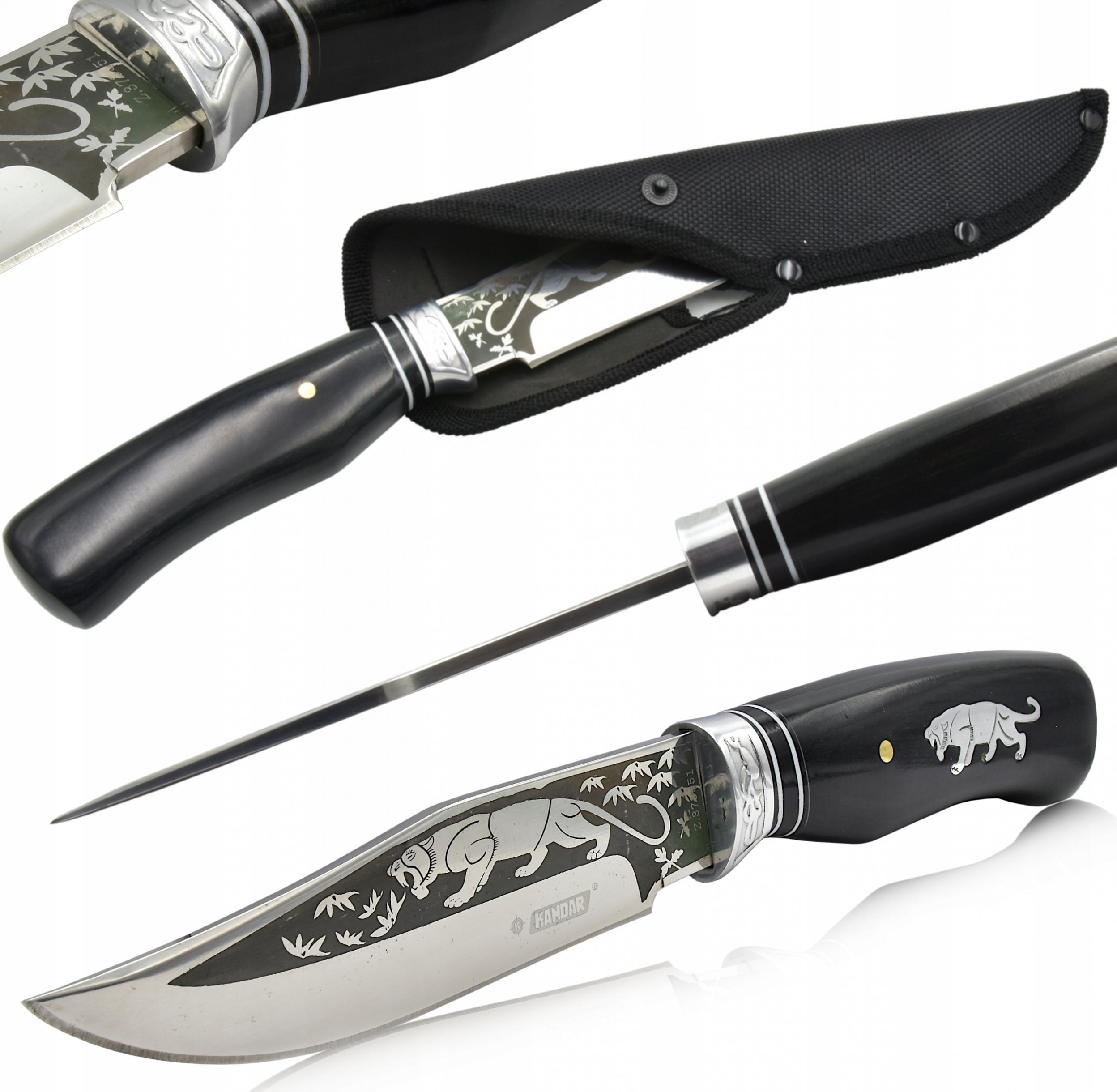 Kandar Nóż Myśliwski Tiger Wojskowy Finka Zdobiony