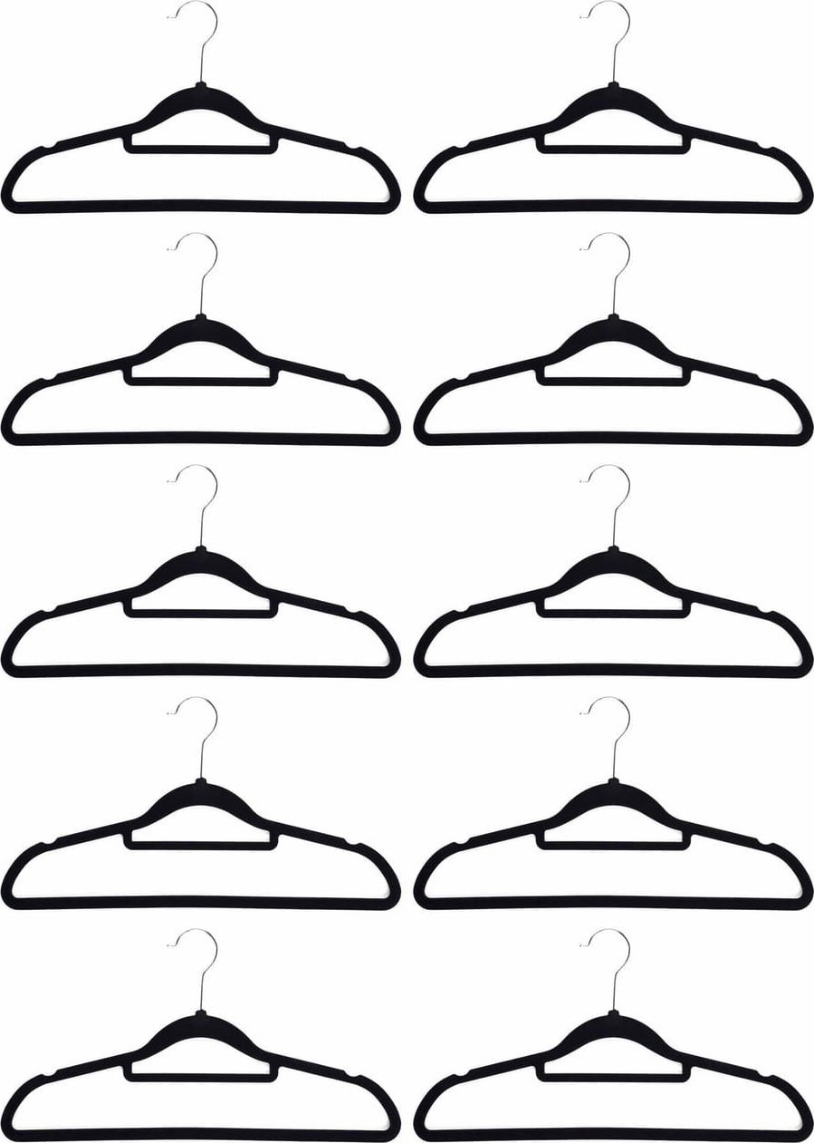 BELDRAY 10x Wieszaki na ubrania welurowe ubraniowe czarne do szafy garderoby
