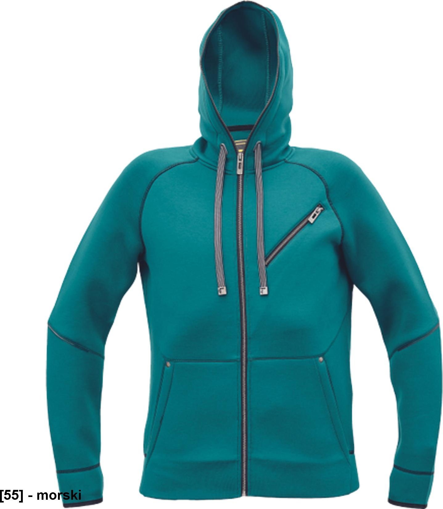 CERVA NEURUM - męska, stylowa bluza z kapturem zapinana na zamek, odblaski - morski 3XL
