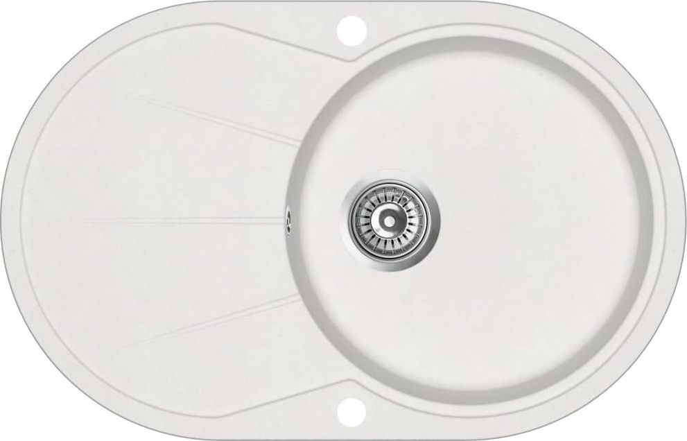 Zlewozmywak vidaXL Granitowy jednokomorowy, owalny, biały