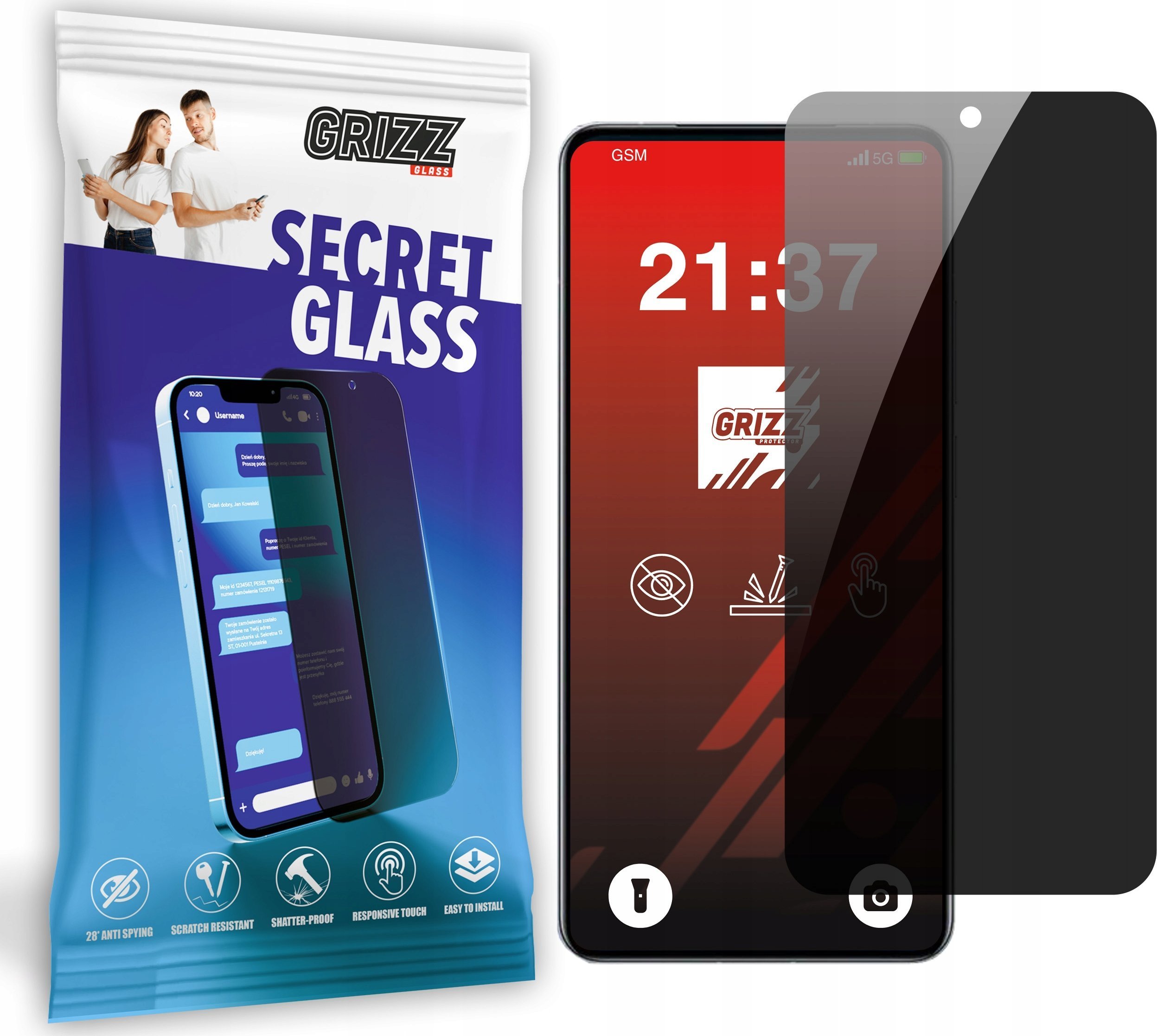 Szkło prywatyzujące GrizzGlass SecretGlass do Realme GT7 Pro Racing