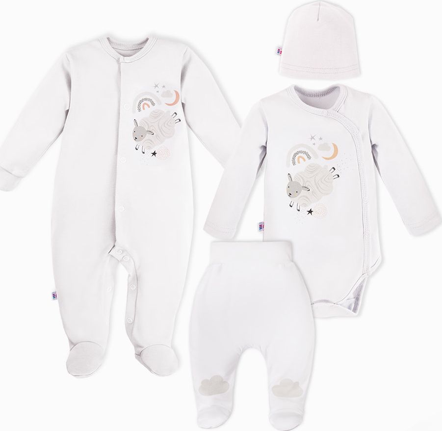 Ewa Klucze Komplet body pajac półśpiochy czapeczka dla noworodka wyprawka Mellow Ewa Klucze 56