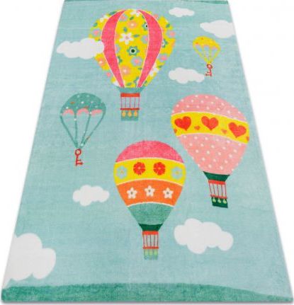 Dywany Łuszczów Dywan PLAY Balony chmurki G3426-2 zielony antypoślizgowy, 120x165 cm