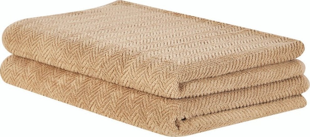 Beliani Komplet 2 ręczników bawełnianych frotte beżowy MITIARO