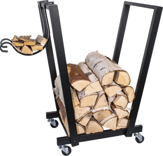 Home Life Mobilny stojak na drewno kominkowe Eran kosz na opał z kółkami