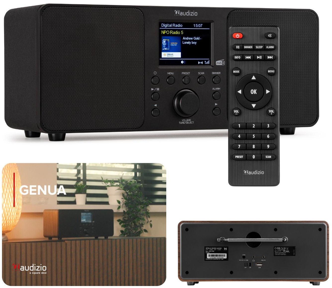 Radio cyfrowe Genua DAB+ FM stereo Audizio czarne one size