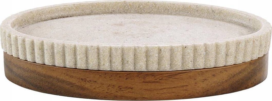 Douceur d`Interieur Prążkowana mydelniczka z podstawką z drewna akacji NIAGARA