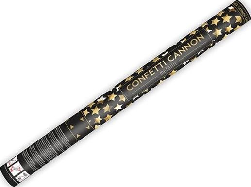 Party Deco Tuba strzelająca konfetti, złote gwiazdki, 60 cm uniwersalny