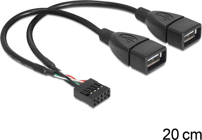Delock USB zew. - USB wew., 0.2m, Czarny (83292)