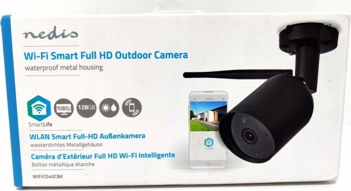 Kamera IP Nedis Nedis WiFi Smart Outdoor IP-camera | Full HD | Metalen behuizing | Waterdicht (IP65) Pocisk Kamera bezpieczeństwa IP Zewnętrzna 1920 x