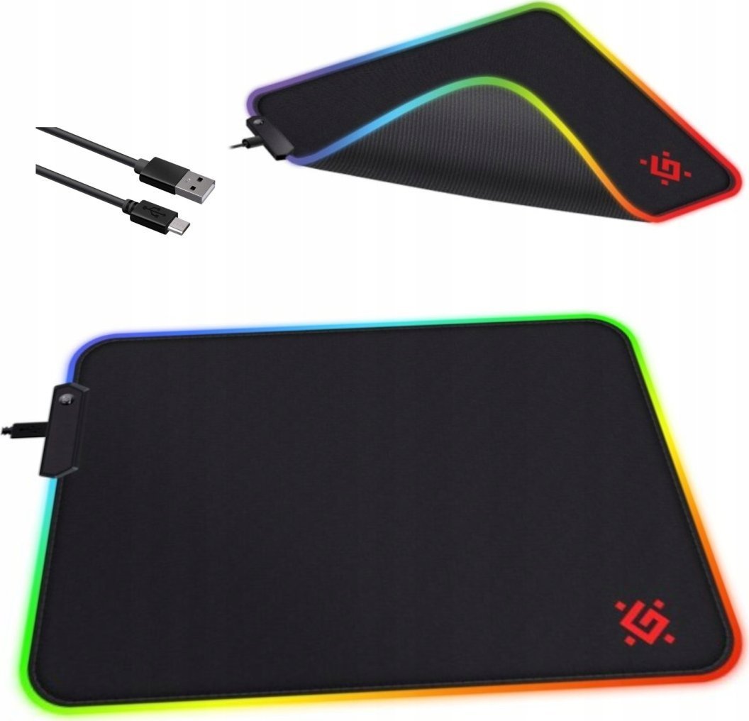 Podkładka Defender Podkładka Defender Gaming BLACK L LIGHT 350x300x4mm podświetlenie LED RGB