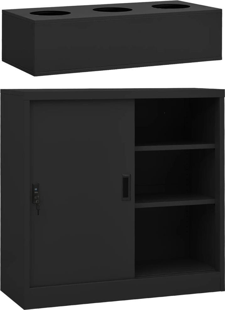 Szafa ogrodowa vidaXL Szafka z drzwiami przesuwnymi i donicą, antracytowa, stalowa