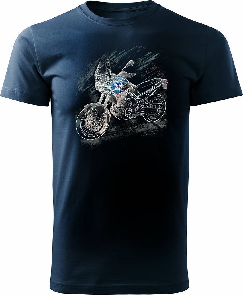 Topslang Koszulka motocyklowa z motocyklem na motor Aprilla Tuareg 660 męska granatowa XL
