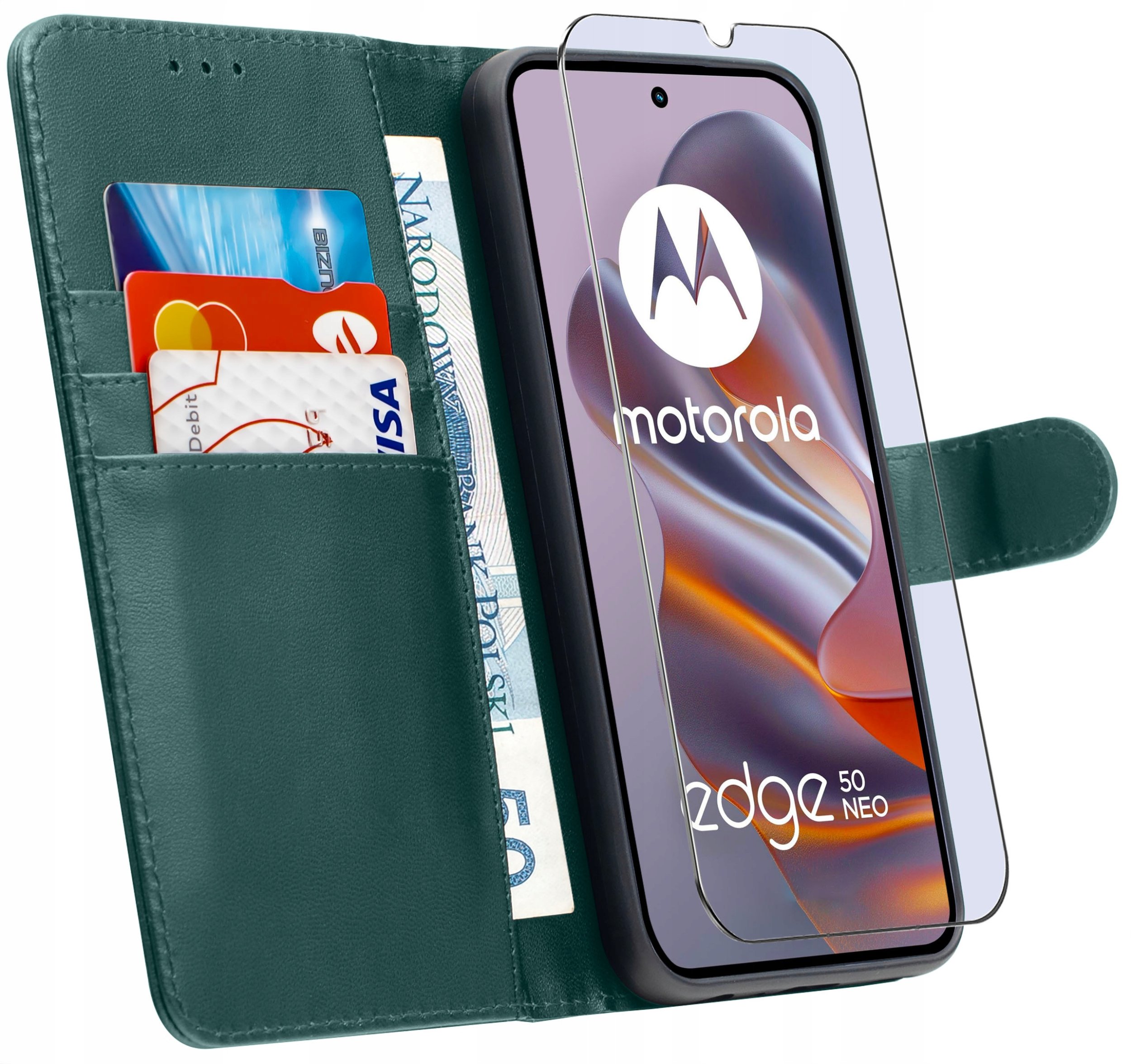 ETUI do Motorola EDGE 50 Neo |SKÓRZANE PORTFEL BOOK TOKRA CLASSIC +SZKŁO