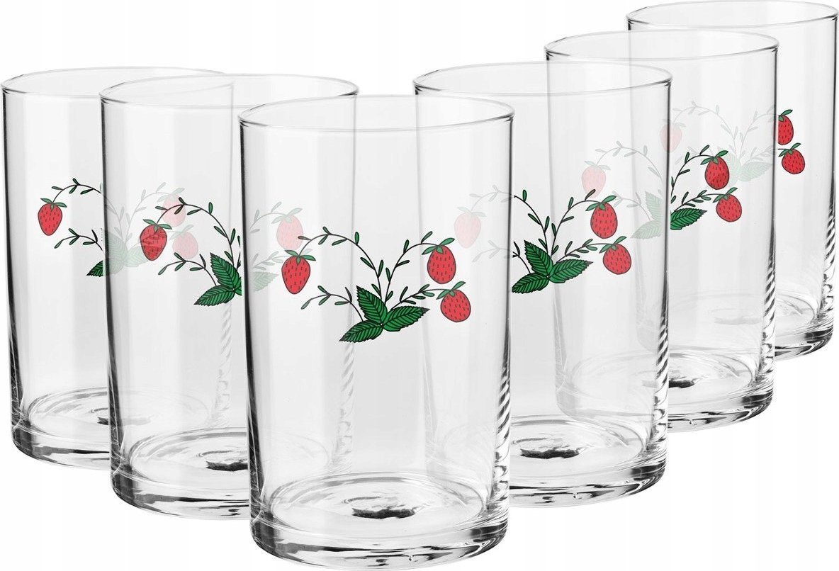 Krosno Szklanki do herbaty Poziomka PRL KROSNO 6x250ml