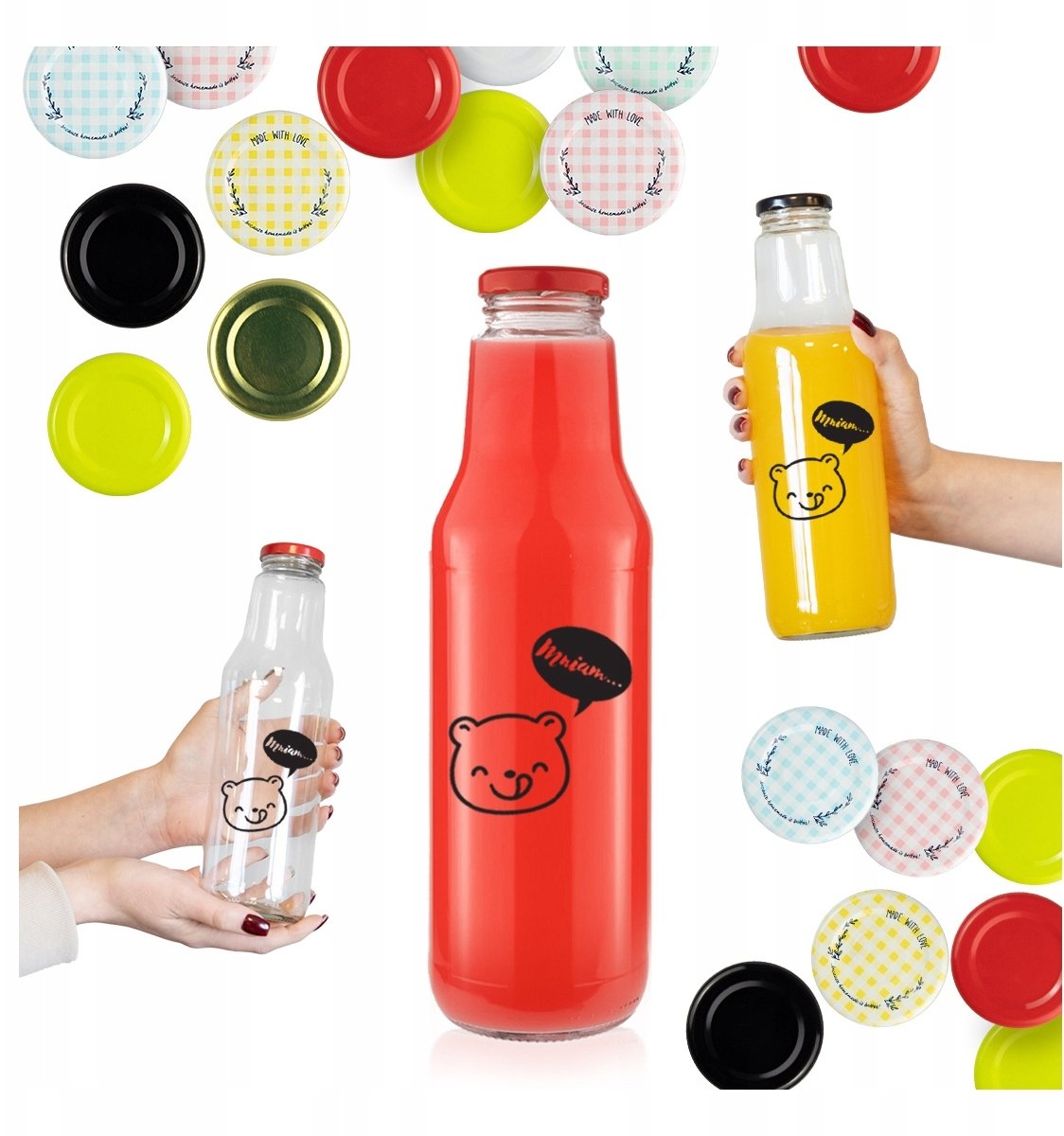 5x Butelka KUBUŚ 750ml z NADRUKIEM BUTELKI NA SOK SOKI SYROP WODĘ MLEKO