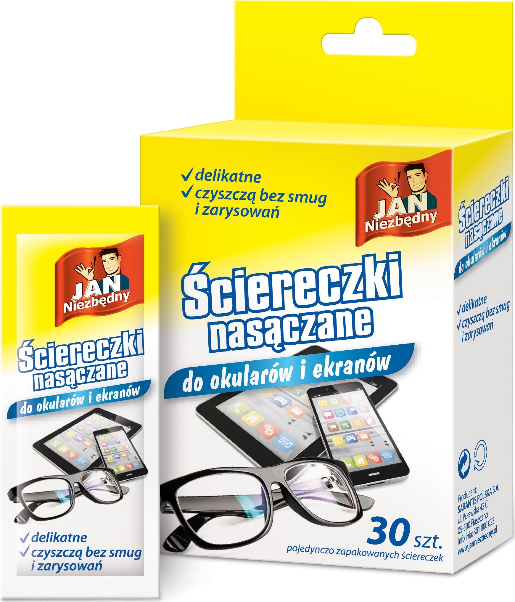 JAN Niezbędny JN Ściereczki nasączane do okularów 30sz - 8571021508