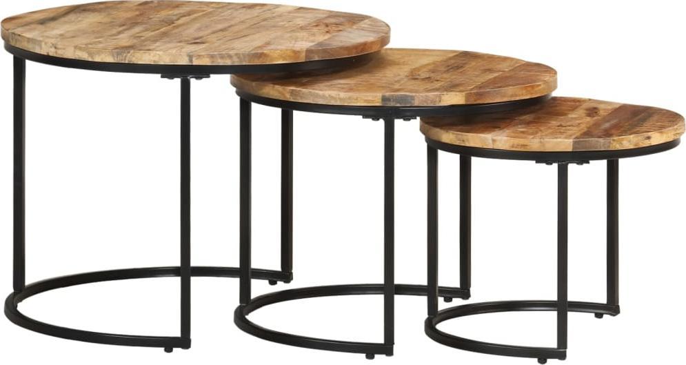 vidaXL Stoliki wsuwane pod siebie, 3 szt., surowe drewno mango