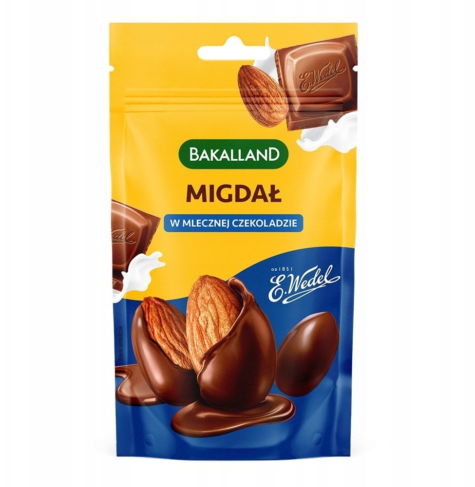 Migdały w mlecznej czekoladzie, BAKALLAND, 75g
