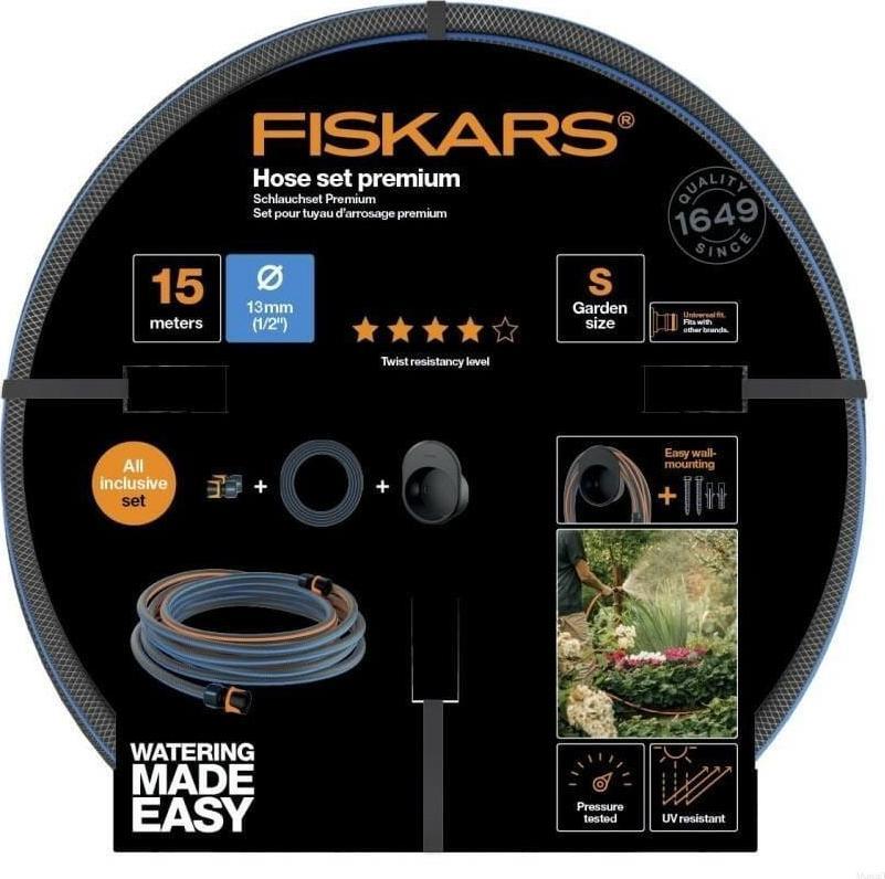 Fiskars FISKARS ZESTAW WĄŻ 1/2" 15m - Q4 + UCHWYT NAŚCIENNY FS1027678