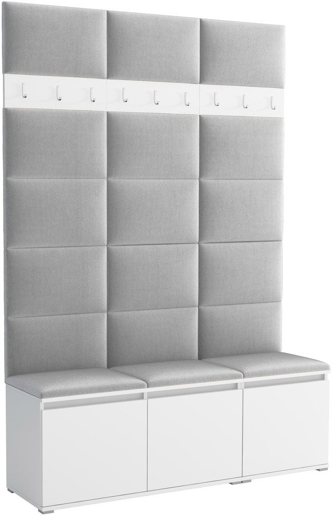 Tapicerowana garderoba Noris III - kolor biały + tkanina Trinity 32