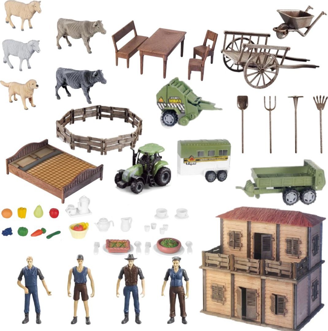 ProNice ZESTAW FARMA DOMEK ROLNIKA Z GOSPOSIĄ ZAGRODA ZWIERZĘTA AKCESORIA TRAKTOR
