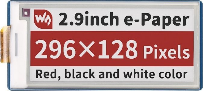 Waveshare Wyświetlacz E-Paper E-Ink 2,9' 296x128px - SPI - 3 kolory - do Raspberry Pi Pico - 19607}