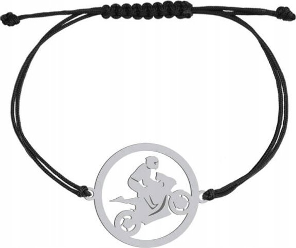 Radziszewska Jewellery Bransoletka Srebrna Ścigacz 925 na sznurku Prezent GRAWER ŻYCZENIA GRATIS