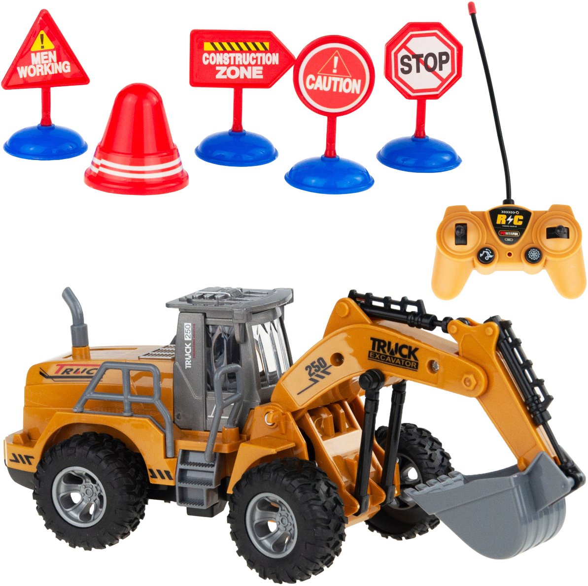 TG67275 KOPARKA NA PILOTA RC Z PILOTEM STEROWANA + ZNAKI