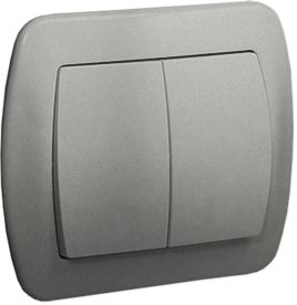 Kontakt-Simon Łącznik świecznikowy Simon Akord podwójny z podświetleniem 10AX aluminium (AW5L/26)