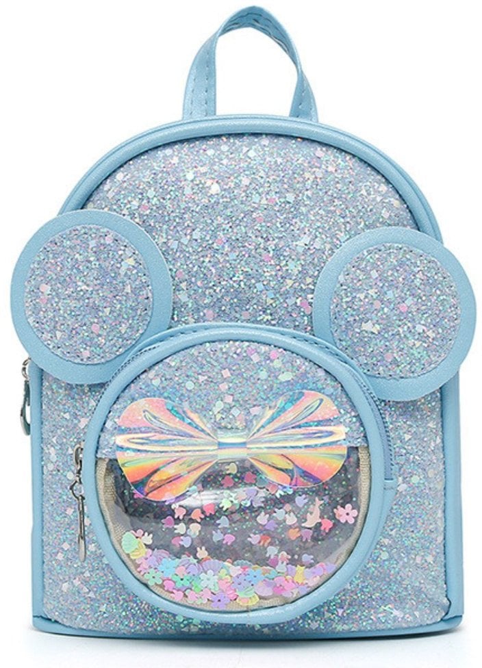 Plecak Dziecięcy Z Cekinami Myszka Uszy Niebieski 22cm 3L LEAN