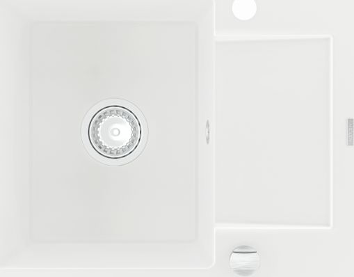 Zlewozmywak Mexen Enzo granitowy 1-komorowy z krótkim ociekaczem 576 x 465 mm, biały - 6506571005-20