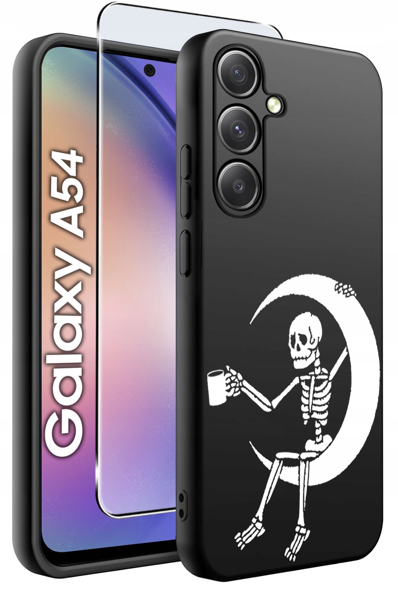 ETUI do Samsung A54 5G WZORY | SILIKONOWE MATT CASE + SZKŁO 9H