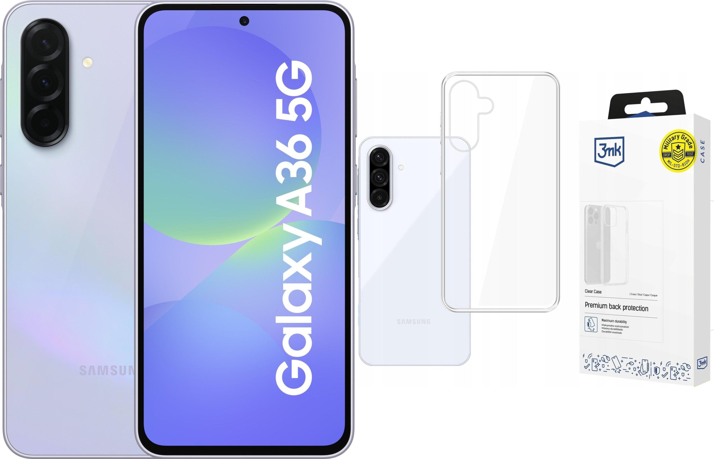 Smartfon Samsung Galaxy A36 5G 6/128GB Fioletowy (SM-A366BLVBEUE) + Etui Clear Case