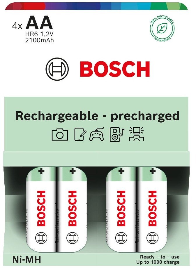 AKUMULATOR WSTĘPNIE NAŁADOWANY BOSCH 4SZT AA HR6B4P2100/00 2100mAh