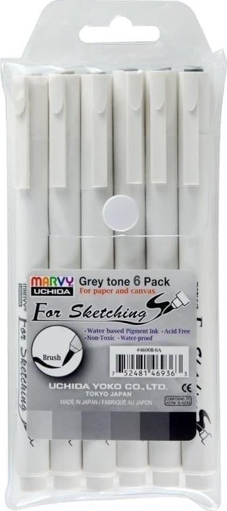 Cienkopisy graficzne do szkiców szare 6szt
