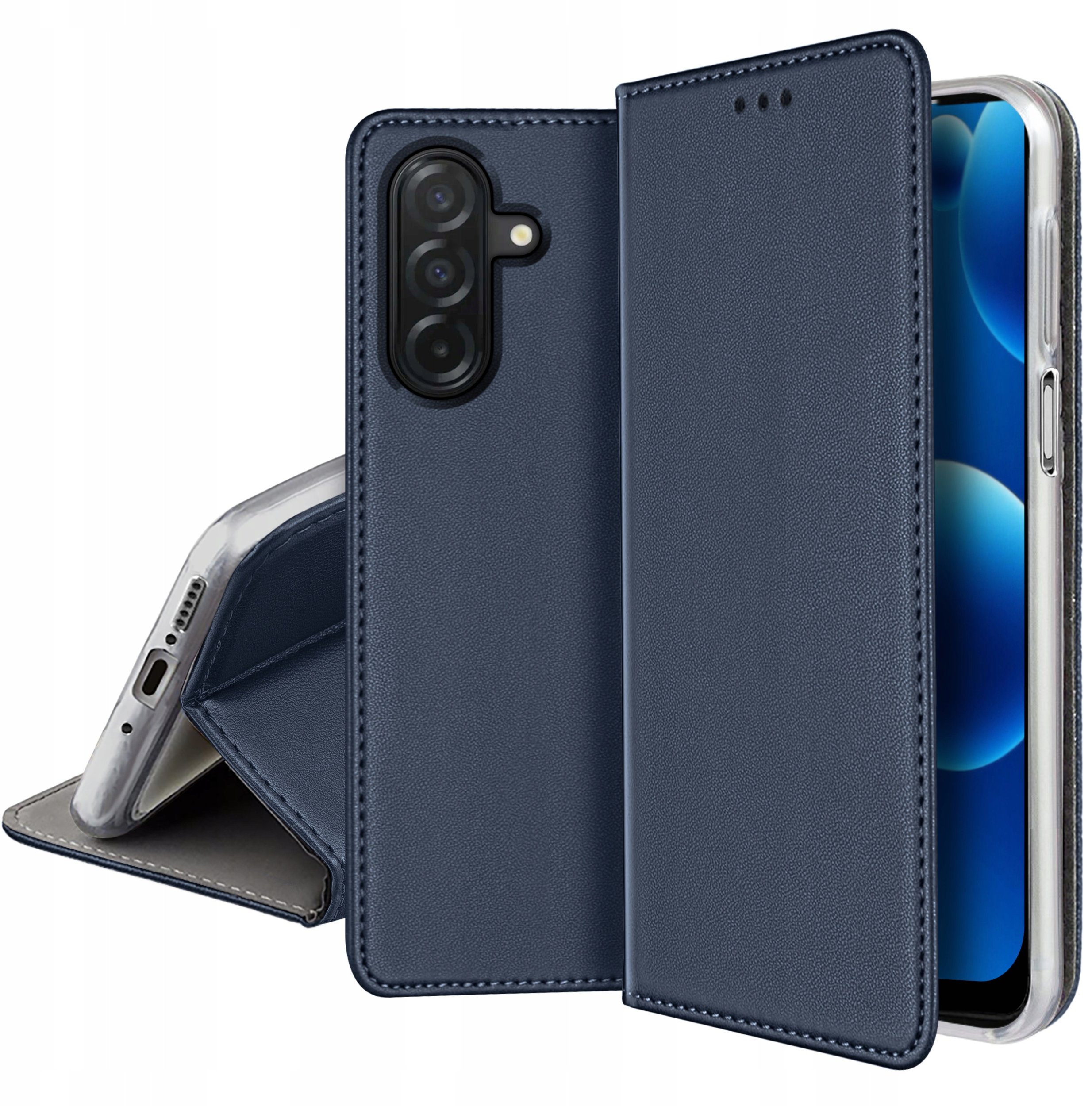krainaGSM Etui Skórzane Zamykane Czarne MAGNETYCZNE CASE do Samsung A17 5G