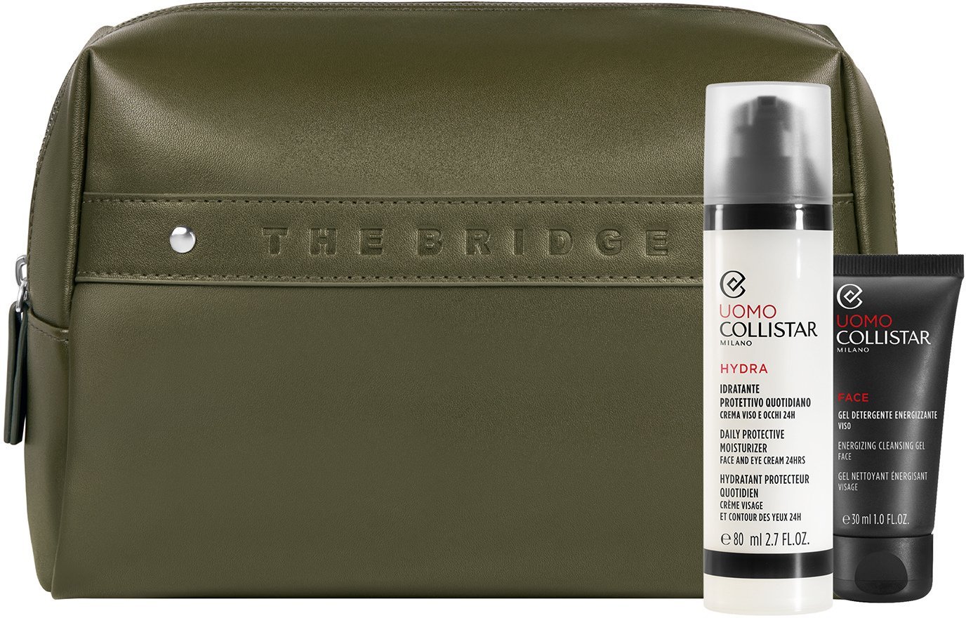 Collistar SET (UOMNO HYDRA DAILY PROTECTIVE MOISTURIZER 80ML + ENERGIZING CLEANSING GEL 30ML + POUCH)